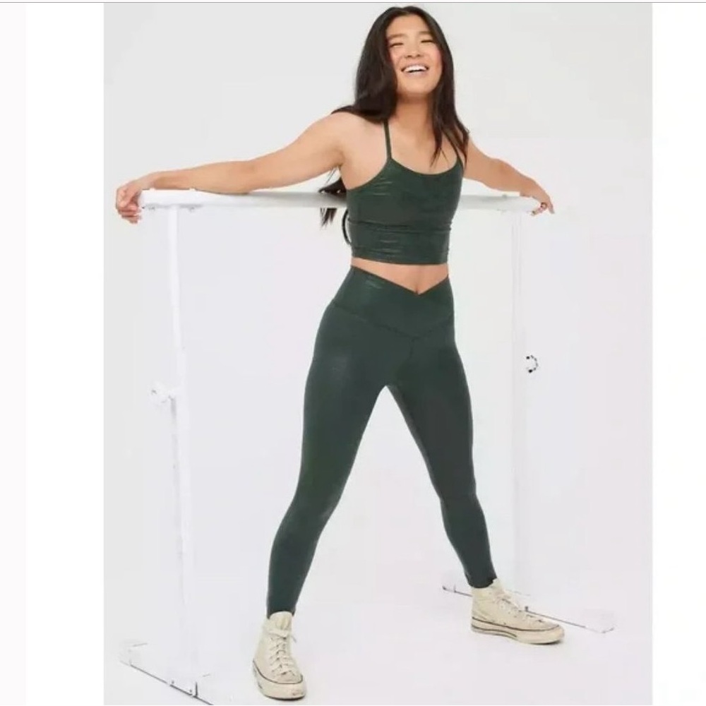 aerie crackle crossover waist leggings